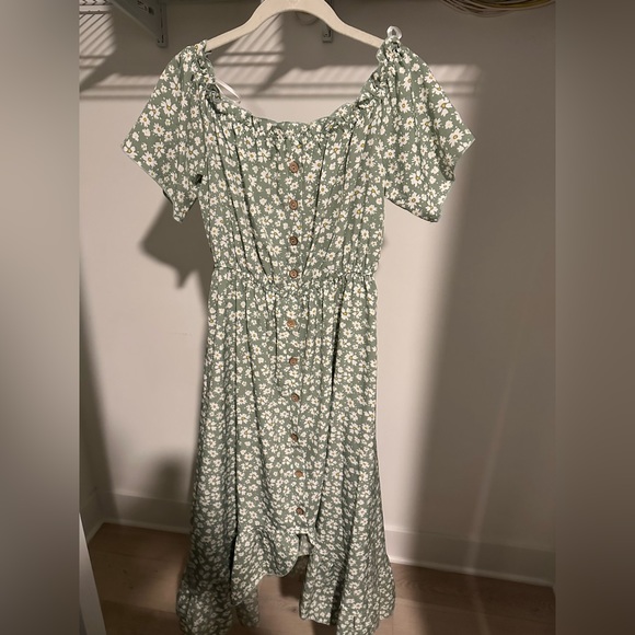 CUPSHE Women Maxi Off Shoulder Ditsy Floral Print Short Sleeve A-Line Dress (L) - Picture 2 of 4